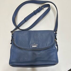 Kate Spade Blue Pebble Leather Crossbody Bag